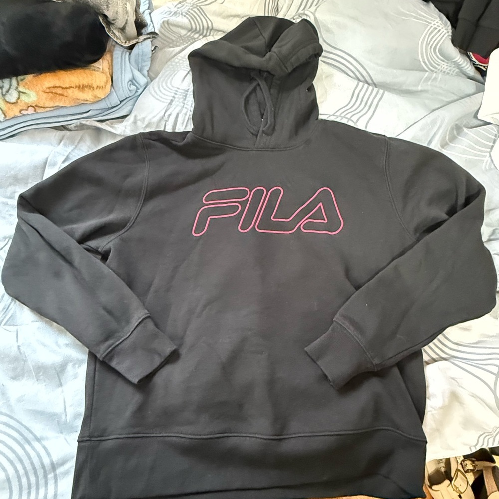 Fila Black Sweatshirt with Magenta Logo